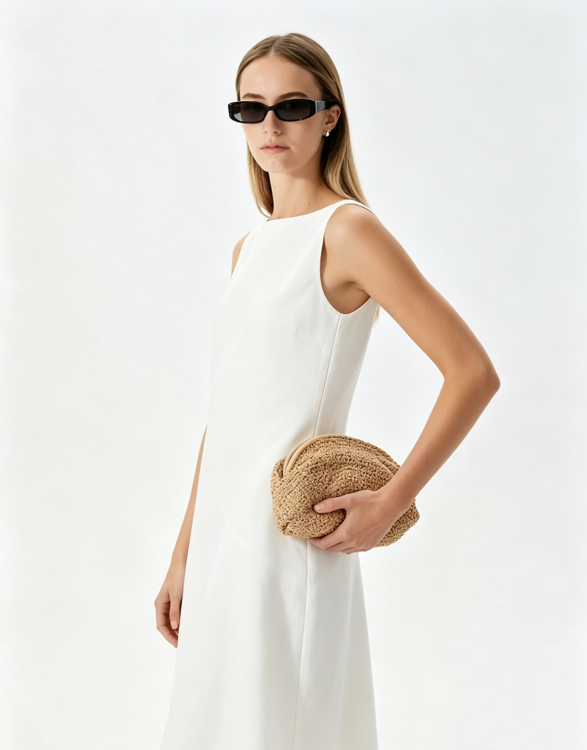 Off-the-shoulder sleeveless A-line maxi dress