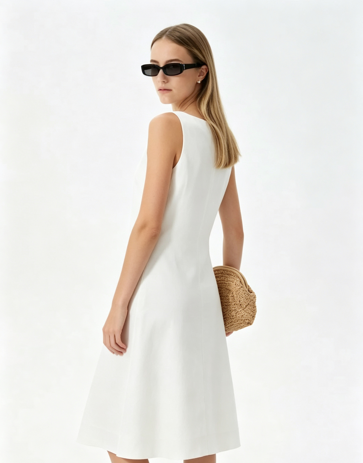 Off-the-shoulder sleeveless A-line maxi dress