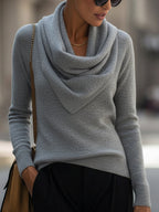 Draped Cowl Neck Long-Sleeve Top