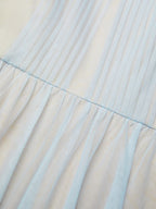Light Blue Ruched Classic Square Neck Sleeveless A-Line Midi Dress
