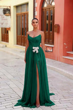 Strapless Sleeveless Long Split Prom Dress With Pleated Beading WQ0269