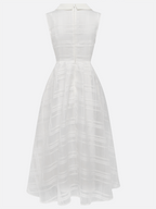White Shirt Dress Shirt Collar Sleeveless A-Line Midi Dress