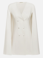 White Buckle Blazer V Neck Sleeveless A-Line Mini Homecoming Dress
