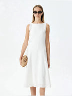 Off-the-shoulder sleeveless A-line maxi dress
