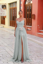 Strapless Sleeveless Long Split Prom Dress With Pleated Beading WQ0269