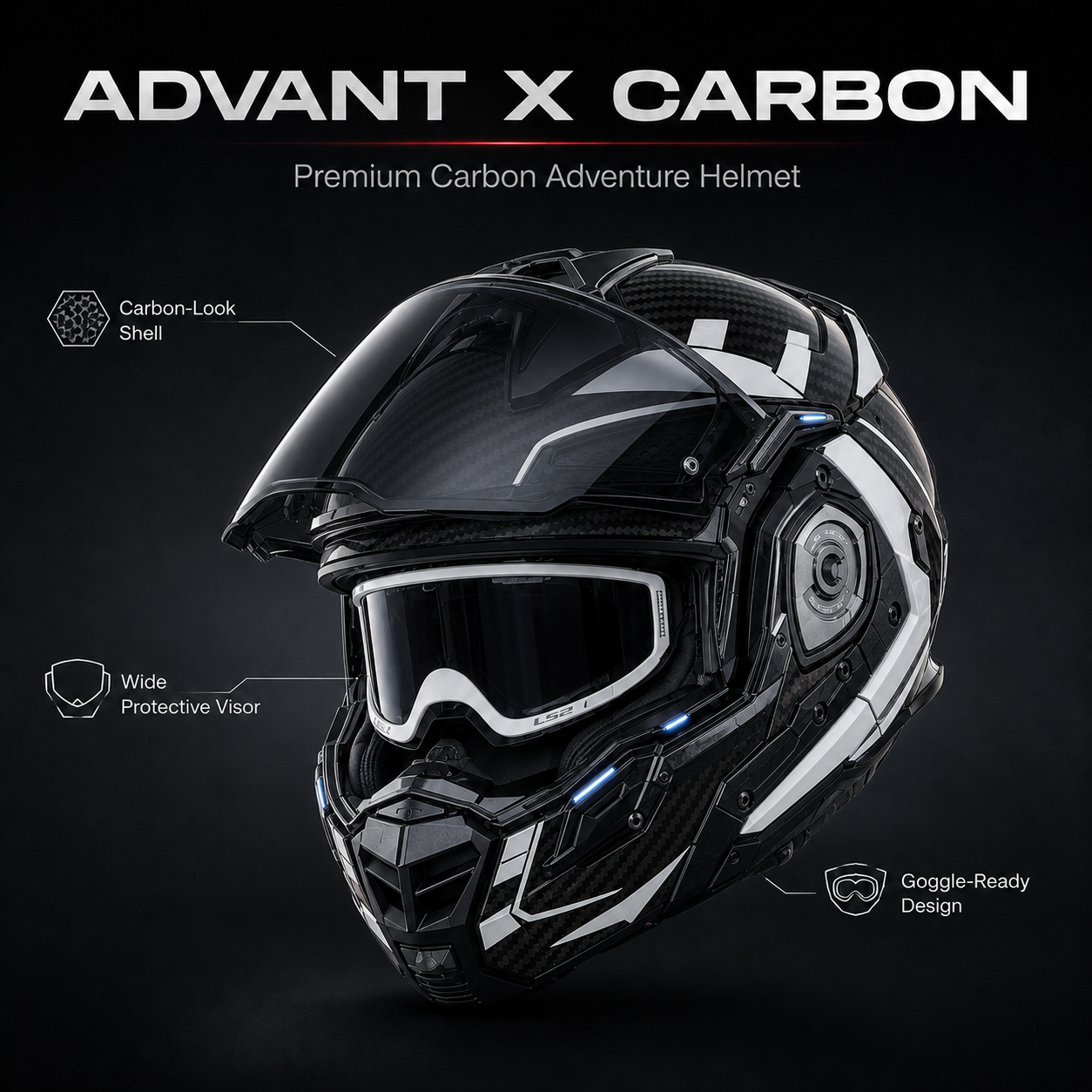 ADVANT X Carbon Adventure Helmet-DOT & ECE safety certified