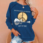 Hippie Guitar Lake Whisper Words Of Wisdom Let It Be Print Sweatshirt