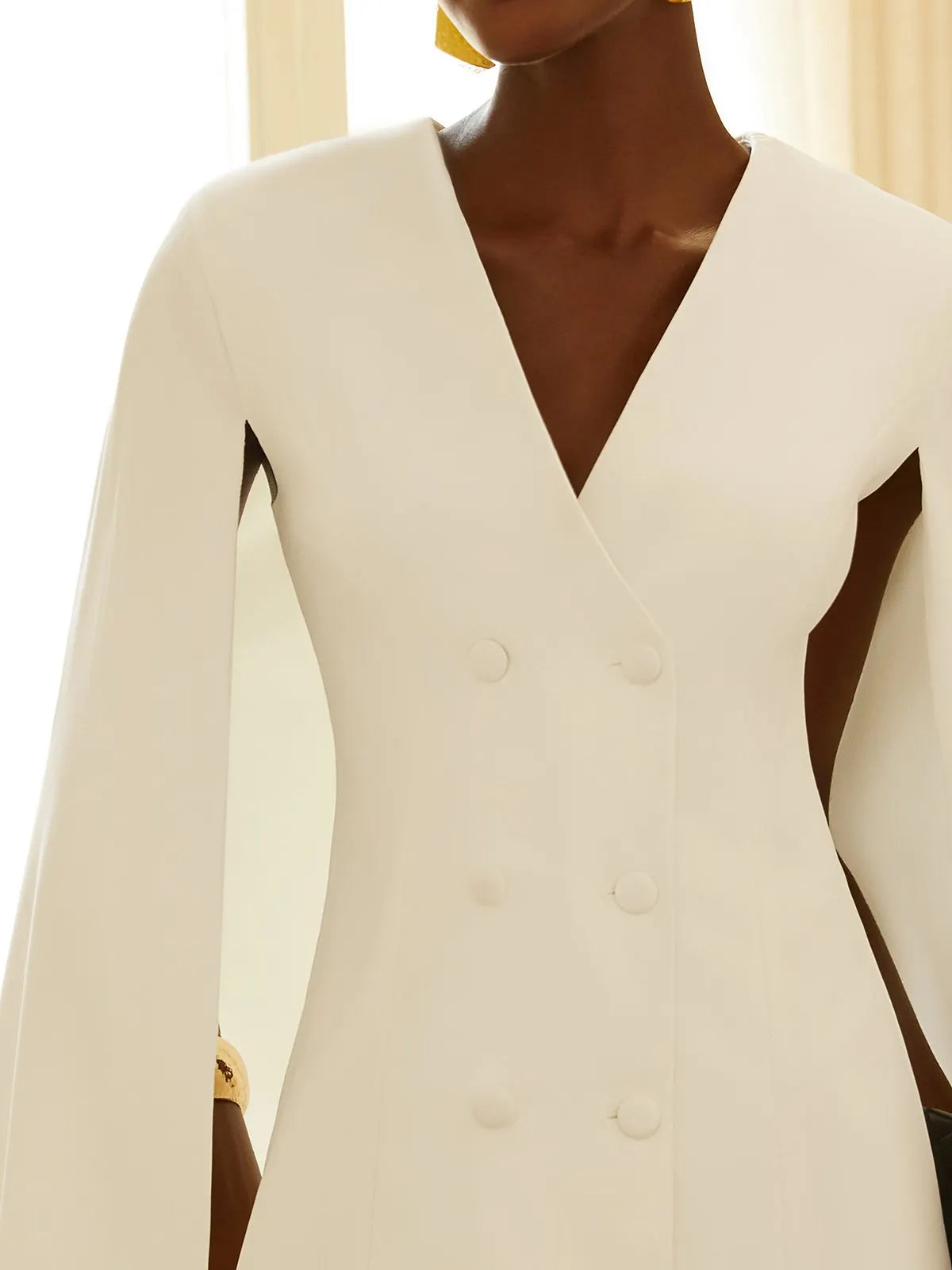 White Buckle Blazer V Neck Sleeveless A-Line Mini Homecoming Dress
