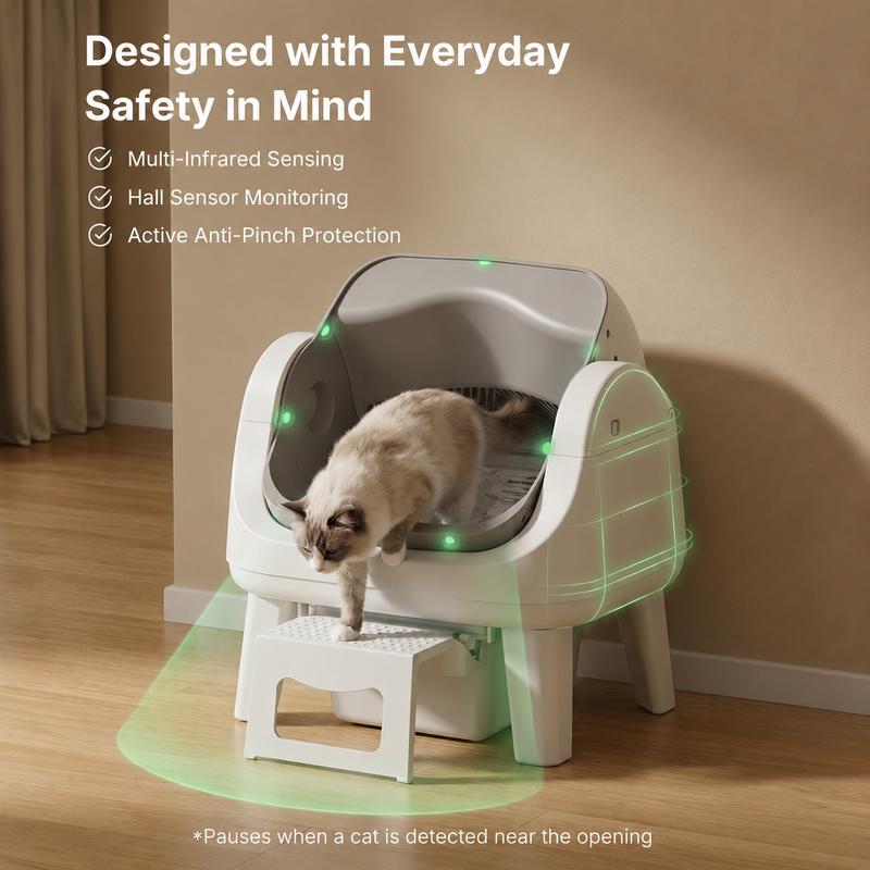 AutoScooper 12 Lite Open-Top Automatic Self-Cleaning Cat Litter Box, Easy-Entry Front Step, Triple Safety Protection, No App Required