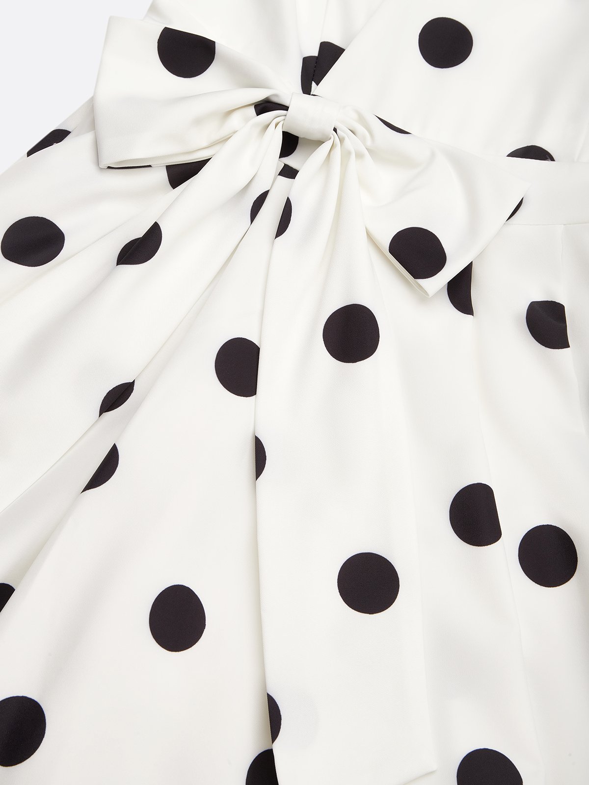 White Polka Dots V Neck Sleeveless A-Line Midi Dress