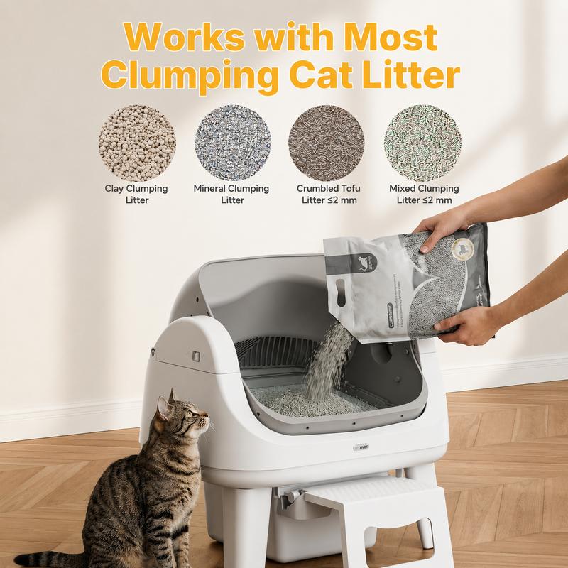 AutoScooper 12 Lite Open-Top Automatic Self-Cleaning Cat Litter Box, Easy-Entry Front Step, Triple Safety Protection, No App Required